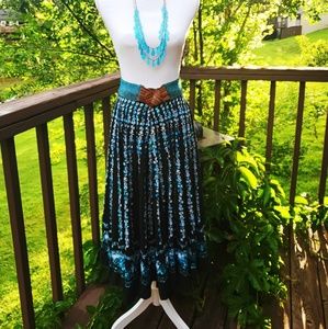 Magic Full Length Black and Teal Beaded Shirt